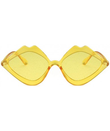 Oversized Women's Fashion Jelly Sunshade Sunglasses Integrated Candy Color Glasses - Yellow - C918UINAC9X $20.39