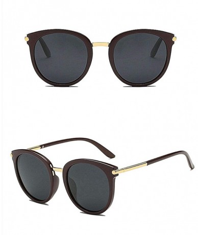 Round Cat Eyes Sunglasses for Women WITH CASE Oversized Fashion Vintage Eyewear 100% UV Protection - CS18RTSXNUW $18.67