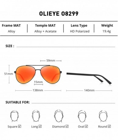 Aviator Men Sunglasses Polarized - UV 400 Protection with case Mirror Lens Classic Style - Black&red - CO18A37GS4G $34.66