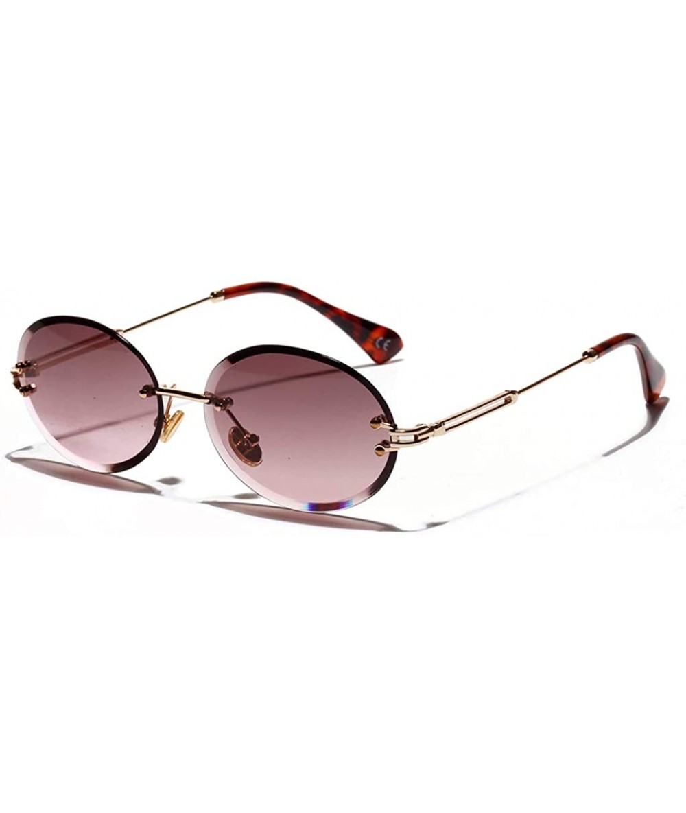 Oval Retro Oval Sunglasses Women Rimless Sun Glasses for Women UV400 Christmas Gifts - Purple Grey - CC18YZMKN29 $27.02