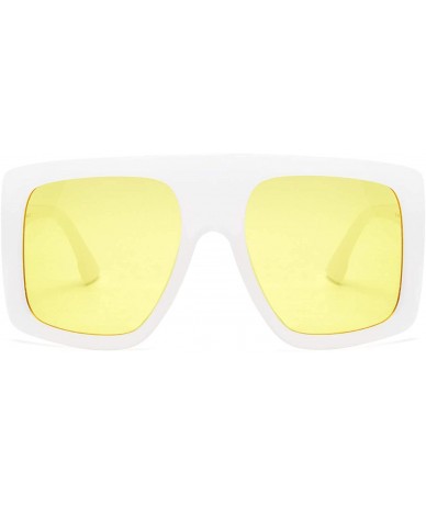 Shield Fashion Oversized Square Sunglasses for Women Big Flat Top Shield Sunglasses - Yellow - CJ18WQH82O6 $17.99