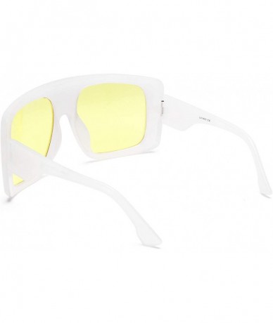 Shield Fashion Oversized Square Sunglasses for Women Big Flat Top Shield Sunglasses - Yellow - CJ18WQH82O6 $17.99