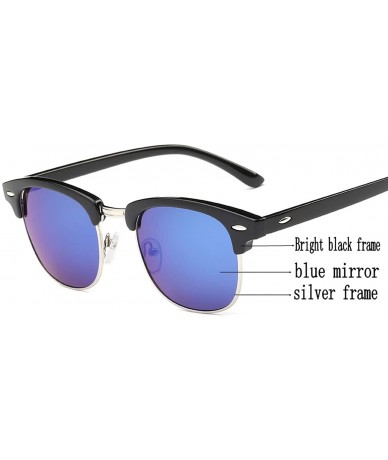 Oversized UV400 Sunglasses WoLuxury Vintage Semi Rimless Brand Designer Mirror Shades - As Picture - CH18W7H0RYK $44.22