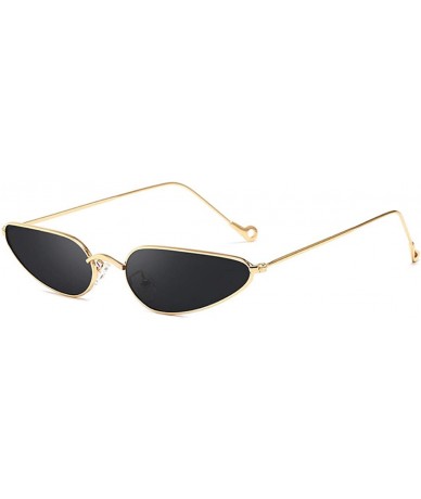 Rectangular Vintage Small Cat Eye Sunglasses Metal Frame Candy Colors Eyeglass - Gold Gray - CT18N92MLS9 $18.85