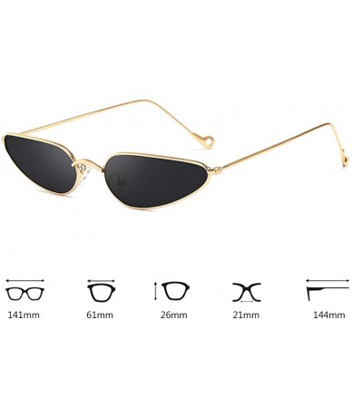 Rectangular Vintage Small Cat Eye Sunglasses Metal Frame Candy Colors Eyeglass - Gold Gray - CT18N92MLS9 $18.85