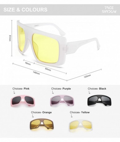 Shield Fashion Oversized Square Sunglasses for Women Big Flat Top Shield Sunglasses - Yellow - CJ18WQH82O6 $17.99