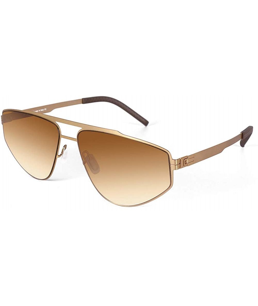 Oval Polarized Sunglasses Aviator Gradient Gradiend - Gold - C618ST35KZ6 $18.89