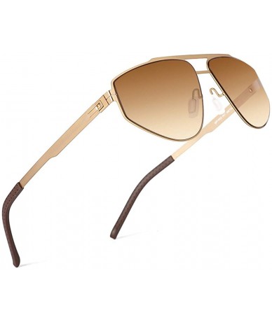 Oval Polarized Sunglasses Aviator Gradient Gradiend - Gold - C618ST35KZ6 $18.89