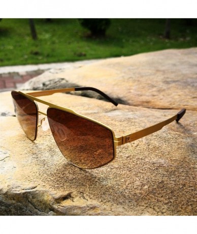 Oval Polarized Sunglasses Aviator Gradient Gradiend - Gold - C618ST35KZ6 $18.89