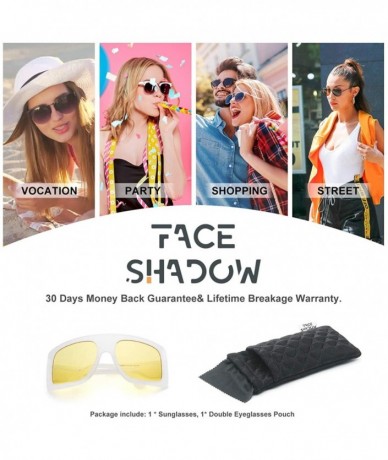 Shield Fashion Oversized Square Sunglasses for Women Big Flat Top Shield Sunglasses - Yellow - CJ18WQH82O6 $17.99