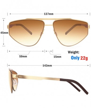 Oval Polarized Sunglasses Aviator Gradient Gradiend - Gold - C618ST35KZ6 $18.89