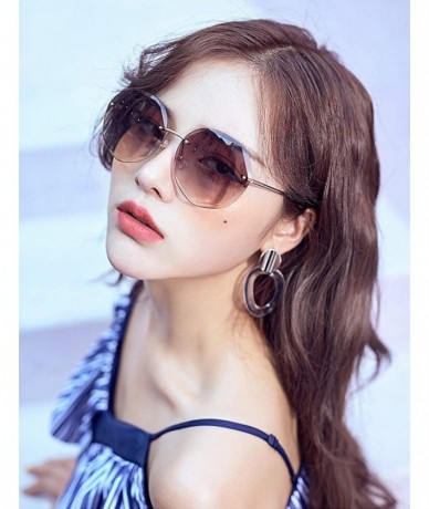 Rimless Sunglasses for Women Oversized Rimless Diamond Cutting Lens Sun Glasses UV Protection Ladies Gradient Shades - CY194L...