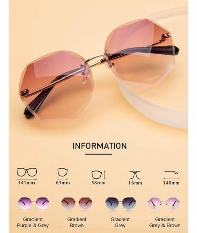 Rimless Sunglasses for Women Oversized Rimless Diamond Cutting Lens Sun Glasses UV Protection Ladies Gradient Shades - CY194L...