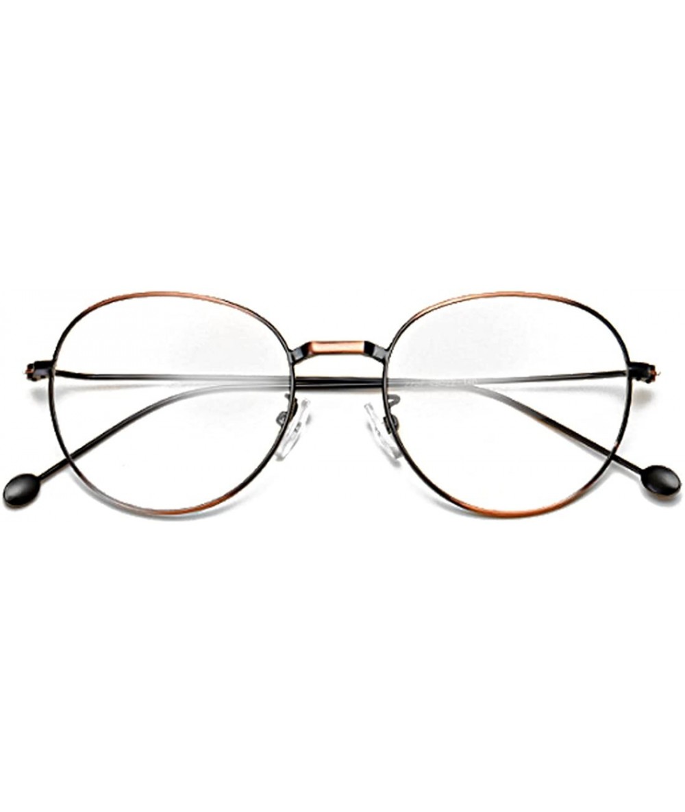 Round Man woman Nearsighted Glasses Retro Myopia Round Metal Glasses Frame - Red Copper - CH18G3QHYUZ $50.58