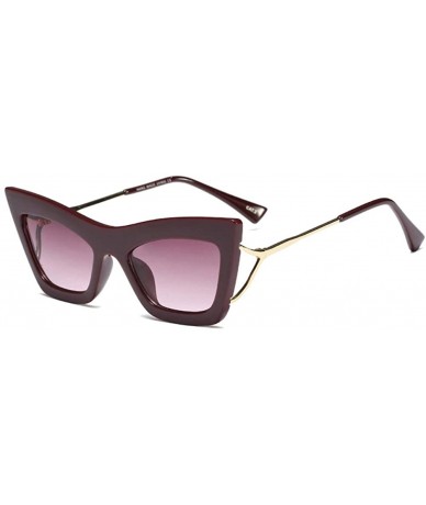 Cat Eye Cat Eye Sunglasses Sexy Women Big Frame Half metal Eyewear High Fashion - Burgundy - C618O9RT6N7 $21.14