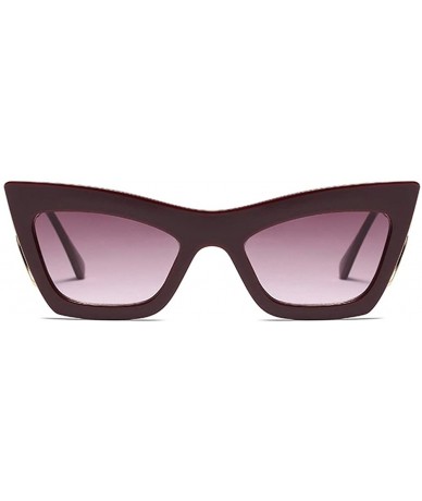 Cat Eye Cat Eye Sunglasses Sexy Women Big Frame Half metal Eyewear High Fashion - Burgundy - C618O9RT6N7 $21.14