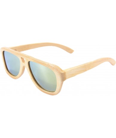 Square Oversized Bamboo Wood Sunglasses Square Retro Polarized Glasses-Z6015 - Bamboo Nature - C611YLVBHP3 $51.65