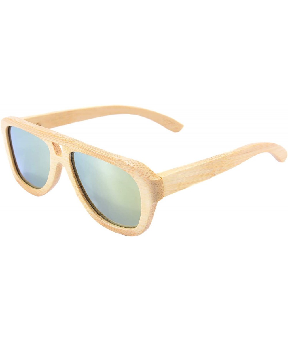 Square Oversized Bamboo Wood Sunglasses Square Retro Polarized Glasses-Z6015 - Bamboo Nature - C611YLVBHP3 $51.65