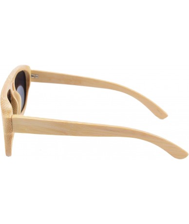 Square Oversized Bamboo Wood Sunglasses Square Retro Polarized Glasses-Z6015 - Bamboo Nature - C611YLVBHP3 $51.65