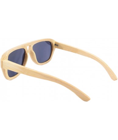 Square Oversized Bamboo Wood Sunglasses Square Retro Polarized Glasses-Z6015 - Bamboo Nature - C611YLVBHP3 $51.65