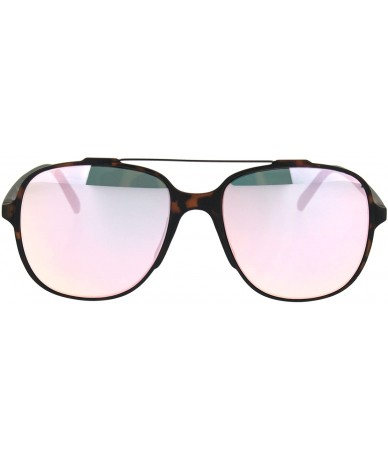 Square Retro Fashion Womens Sunglasses Lite Weight Matted Soft Square Mirror Lens - Tortoise (Pink Mirror) - CK186RN9368 $19.60