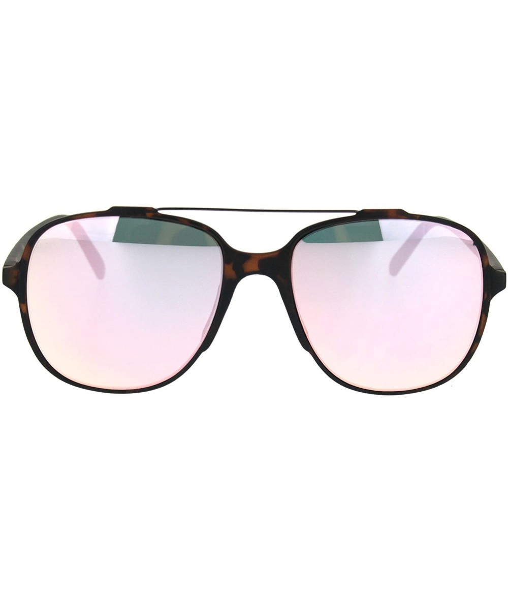 Square Retro Fashion Womens Sunglasses Lite Weight Matted Soft Square Mirror Lens - Tortoise (Pink Mirror) - CK186RN9368 $19.60