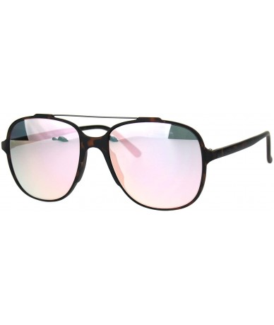 Square Retro Fashion Womens Sunglasses Lite Weight Matted Soft Square Mirror Lens - Tortoise (Pink Mirror) - CK186RN9368 $19.60