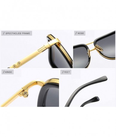 Square Aviator Sunglasses For Men Women Retro Vintage Square Designer Shades with Case - C118SEM56S9 $24.67