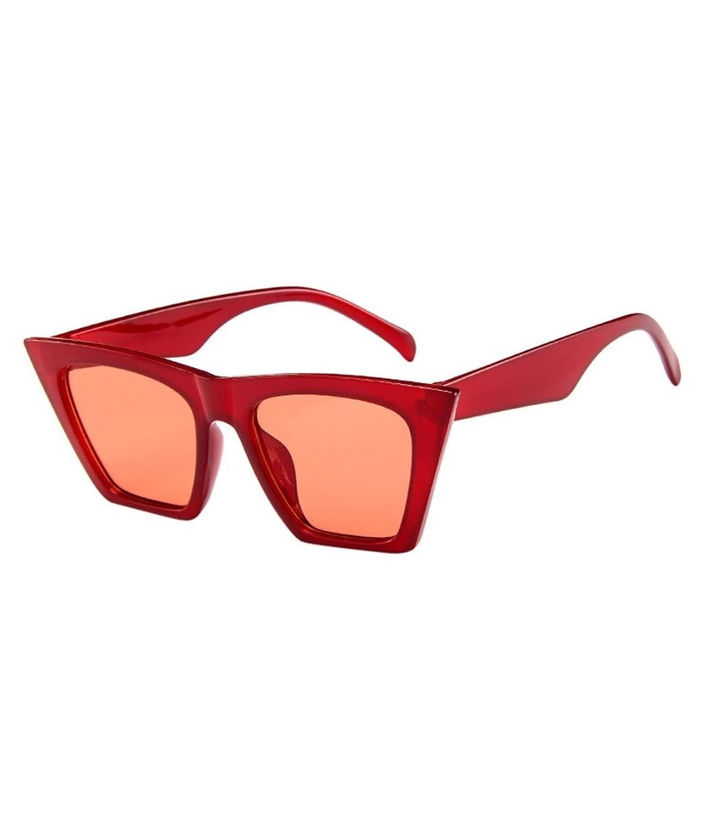 Cat Eye Fashion Women Ladies Fashionable Over-Sized Sunglasses Vintage Retro Cat Eye Sun Glasses - Red - CI18QEX2CEY $13.90