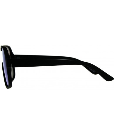 Square Mens Fashion Sunglasses Matted Square Frame Mono Lens UV 400 - Black (Blue Mirror) - CA18E7HDRMS $21.29