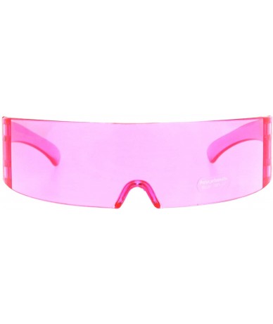 Wrap Futuristic Robotic Daft Punk Monoblock Shield Wrap Sunglasses Translucent - Pink - CW18SIR7WLT $20.43