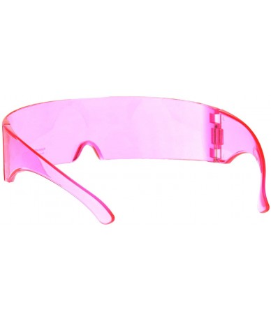 Wrap Futuristic Robotic Daft Punk Monoblock Shield Wrap Sunglasses Translucent - Pink - CW18SIR7WLT $20.43