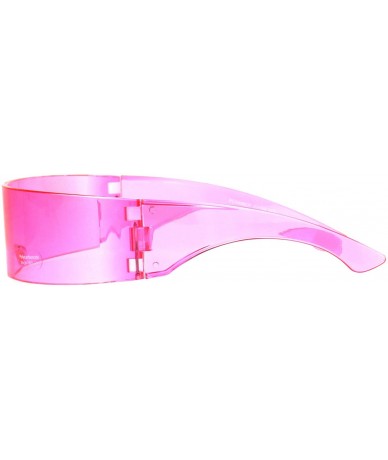 Wrap Futuristic Robotic Daft Punk Monoblock Shield Wrap Sunglasses Translucent - Pink - CW18SIR7WLT $20.43