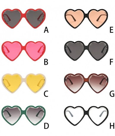 Semi-rimless Heart Shaped Sunglasses - Womens Man Frame Vintage Retro Cat Eye Cute Eyewear - Multicolor -D - CG18OM7ILWO $17.60