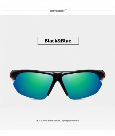 Sport Polarized Sports Sunglasses Cycling Driving Fishing Glasses with 6 Interchangeable Lenses - Black Blue - C118RRMZR95 $2...