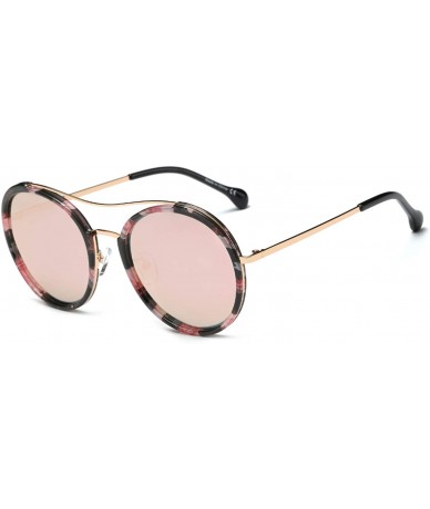 Round Unisex Polarized Round Fashion Sunglasses - Floral Pink - C718WU8CNK6 $35.51