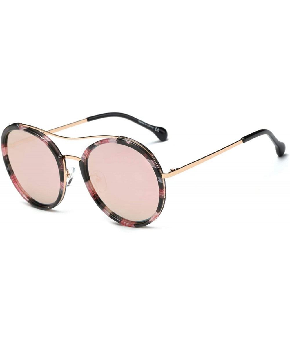 Round Unisex Polarized Round Fashion Sunglasses - Floral Pink - C718WU8CNK6 $35.51