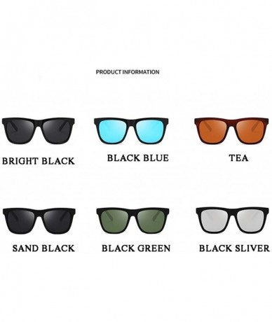 Square Men Women Polarized Sunglasses Fashion Classic Square Frame Mirror Lens Driving Eyewear UV400 - Black Blue - CR199OGT6...