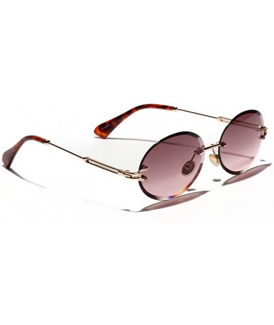 Oval Retro Oval Sunglasses Women Rimless Sun Glasses for Women UV400 Christmas Gifts - Purple Grey - CC18YZMKN29 $27.02