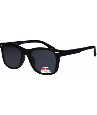 Rectangular Polarized Magnetic Clip On Shade Sunglasses Bifocal Reading Glasses - All Black - CC18ID8GHZI $27.71