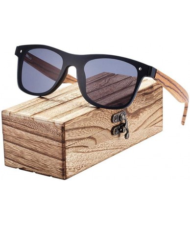 Aviator 2019 Fashion Wooden Sunglasses Men Bamboo Temple Sun Glasses Women Polarized-2 - Black Zebra Temples - CD18Y4RQN9W $3...