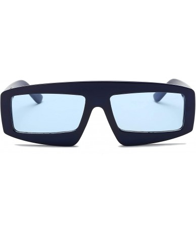 Rectangular Women Retro Vintage Futuristic Flat Lens Rectangular Sunglasses - Blue - C818I5WC3AH $17.86