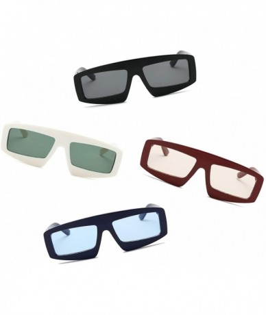 Rectangular Women Retro Vintage Futuristic Flat Lens Rectangular Sunglasses - Blue - C818I5WC3AH $17.86