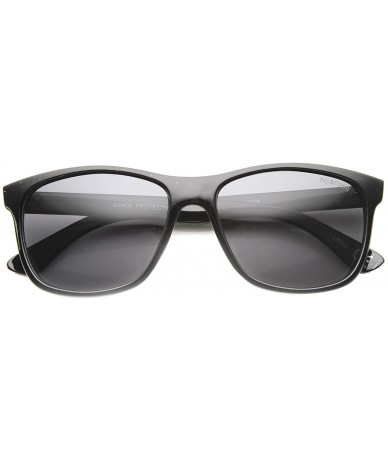 Wayfarer Wide Polarized Lens Classic Casual Lifestyle Horn Rimmed Sunglasses 57mm - Shiny Black / Smoke - C3124K9HSLH $20.07