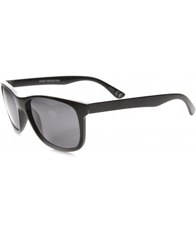 Wayfarer Wide Polarized Lens Classic Casual Lifestyle Horn Rimmed Sunglasses 57mm - Shiny Black / Smoke - C3124K9HSLH $20.07