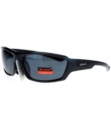 Rectangular Xloop Mens Sports Sunglasses Wrap Oval Rectangular Plastic Frame - Black - C0126HILP6D $19.34