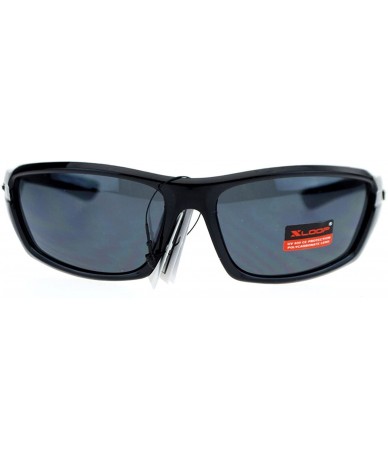 Rectangular Xloop Mens Sports Sunglasses Wrap Oval Rectangular Plastic Frame - Black - C0126HILP6D $19.34