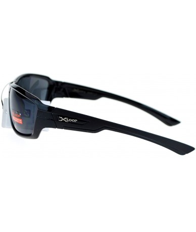 Rectangular Xloop Mens Sports Sunglasses Wrap Oval Rectangular Plastic Frame - Black - C0126HILP6D $19.34