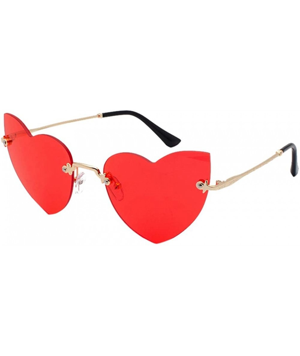 Rimless Heart Sunglasses Rimless Thin Lovely Heart Style for Women (Red) - C1196ISS7SZ $18.10