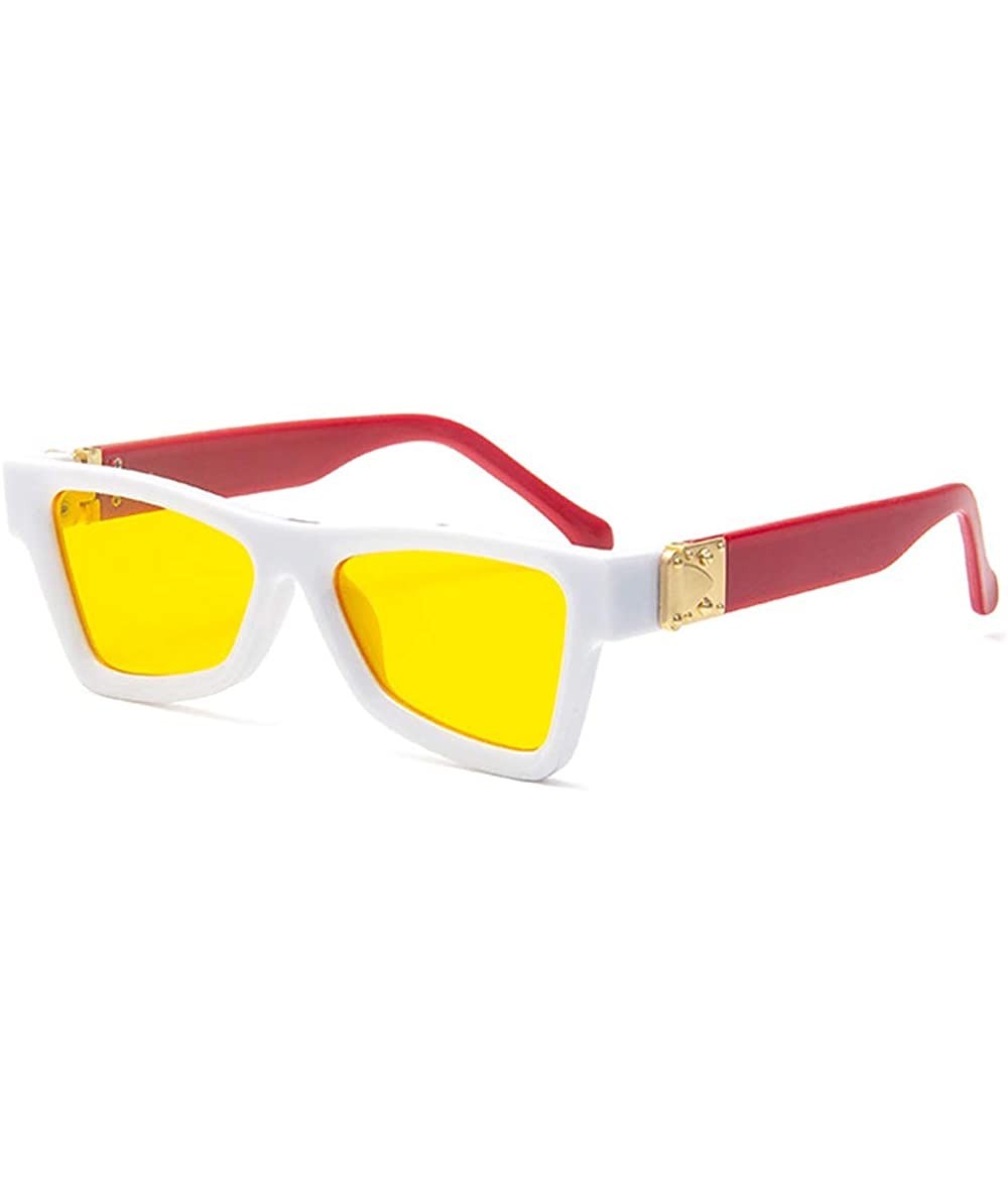 Square Retro Millionaire Sunglasses Cateye Metal punk Rock Hip hop Sunglasses men women - 2 - CK190S98R56 $26.86